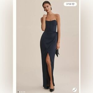 BRAND NEW Chapman June Navy Corset front slit gown
